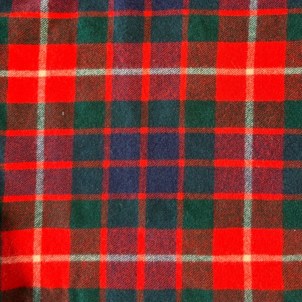 Red Plaid Wool Blanket Fabric, Ottawa Valley Wool Remnant, Plaid Felted Wool, Wool Appliqué, Upcycled Thick Wool Fabric, Eco Friendly Wool