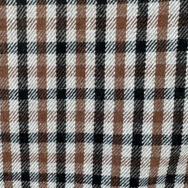 Tan Plaid Wool Fabric - Brown Checked Wool - Felted Wool Fabric - Rug Hooking - Wool Appliqué - Wool Fabric Remnant - Beige check Wool