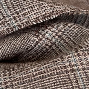 Beige Plaid Wool - Brown Felted Wool with Teal highlight Fabric - Rug Hooking - Wool Appliqué - Up-cycled Wool Fabric - Eco-Friendly Wool