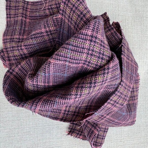 Pendleton Wool Fabric, Purple Plaid Wool - Pure Wool Fabric, Eco Friendly Fabric Wool Appliqué -Rug Hooking Wool