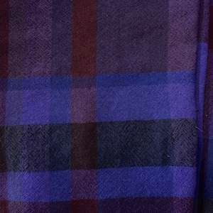 Purple Plaid Wool - Lightweight Purple Wool Crepe - Purple Crepe Wool Fabric,  Wool Appliqué - Up-cycled Wool Fabric- Purple Wool Fabric