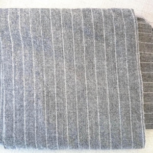 Gray Wool Fabric, Light gray Pinstripe Wool, Ralph Lauren Wool Fabric, Wool Appliqué, 100% Pure Wool Fabric, Upcycled Wool Felt, Gray Wool