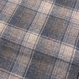 Brown Plaid Wool - Felted Wool - Brown and Blue plaid Fabric - Wool Suiting Fabric - Wool Appliqué - Up-cycled Wool Scrap Brown Wool Fabric