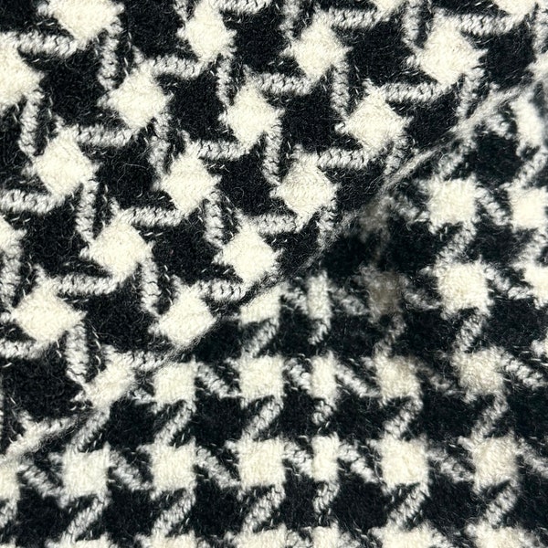 Black Houndstooth Wool, Black and White Wool Fabric, Wool Appliqué, Reclaimed Wool Fabric, Wool Felt, Wool Applique, Penny Wool, Black Wool