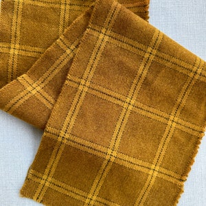 Orange Plaid Wool Fabric - Osage Dyed Windowpane Wool - Hand Dyed Wool Fabric- Rust Orange Wool Fabric - Rug Hooking Wool - Wool Appliqué