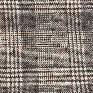 Brown Plaid Wool, Felted Wool, Teal, Pink, Brown Plaid Fabric, Rug Hooking, Wool Appliqué, Up-cycled Wool Fabric, Textured Wool Fabric