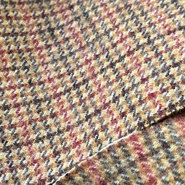 Houndstooth Wool Fabric, Golden Brown Houndstooth Wool, 6 in x 22 in, Pure Wool Fabric , Wool Appliqué - Eco Friendly Textured Wool Fabric