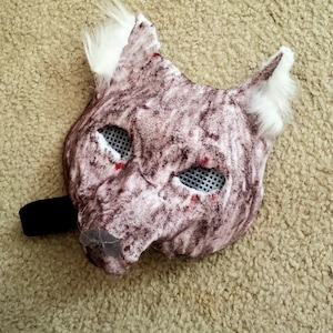 Felted brown wolf therian mask