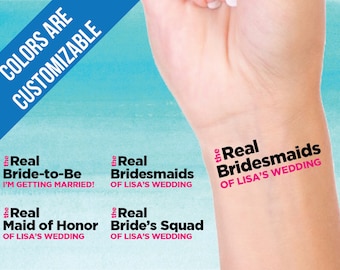 Real Housewives Bravo Theme Customized Bride / Maid of Honor / Bridesmaid / Bride Squad Bachelorette Temporary Tattoo Variety Pack