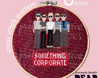 Something Corporate Andrew McMahon Band Portrait Cross Stitch Pattern - Fits a 6 inch hoop