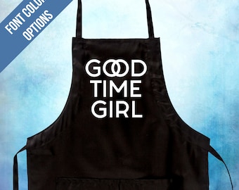 Good Time Girl Heather Gay RHOSLC Real Housewives of Salt Lake City Black Canvas Two Pocket Adjustable Drawstring Apron