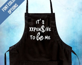 It's Xxpensive To Be Me Erika Jayne RHOBH Real Housewives of Beverly Hills Black Canvas Two Pocket Adjustable Drawstring Apron