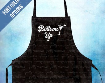 Bottoms Up! Kathy Hilton RHOBH Real Housewives of Beverly Hills Black Canvas Two Pocket Adjustable Drawstring Apron