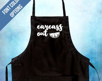 Carcass Out Dorit RHOBH Real Housewives of Beverly Hills Black Canvas Two Pocket Adjustable Drawstring Apron