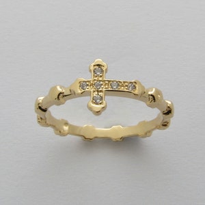 RR2019-S  Sterling Silver 925 Solid  Rosary Ring  Cubic Cross