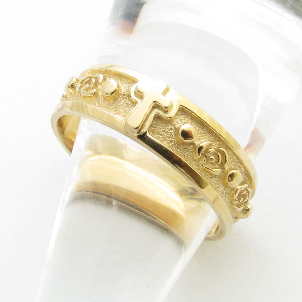 RR2044-S Sterling Silver 925 Rosary Ring Cross - Etsy