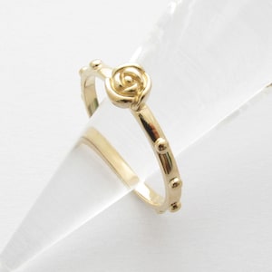 RR2028  Rose Rosary Ring 14K 18K Solid Gold  Cross