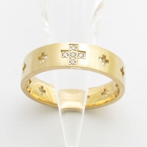 RR2043-S  Sterling Silver 925 Solid Rosary Ring Cross