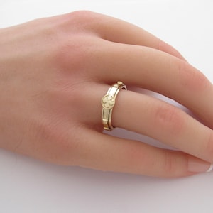 R53981 14K 18K Solid Gold Rosary Ring Rolling Cross