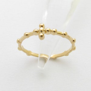 RR2049-S  Rose Sterling Silver 925 Solid  Rosary Ring  Cross