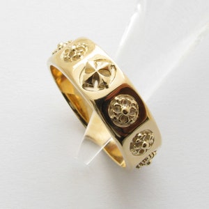 RR2033 Rosenkranz Ring 14K 18K Gold Kreuz
