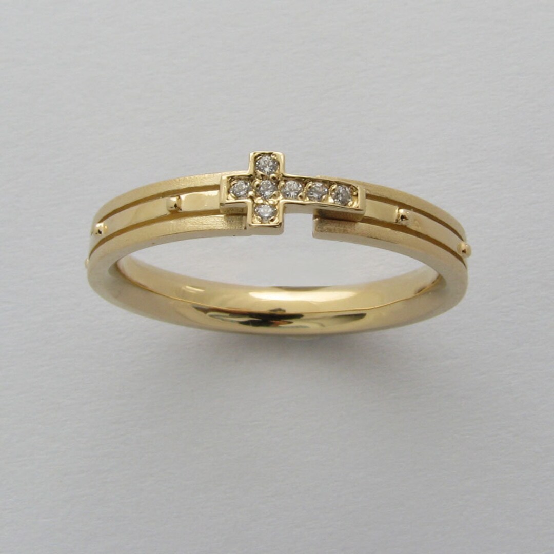 RR2018-S Sterling Silver 925 Solid Rosary Ring Cubic Cross - Etsy
