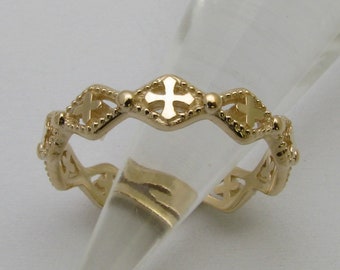 RR2056-S  Sterling Silver 925 Solid  Rosary Ring  Cross