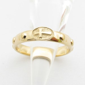 RR2038-S  Sterling Silver 925 Solid  Rosary Ring  Cross