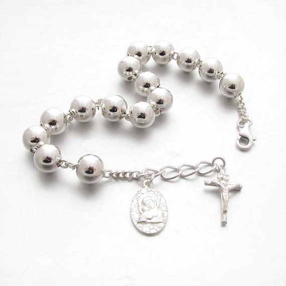 RB80 Crucifix Inri Cross Miraclous St.mari Rosary Bracelet