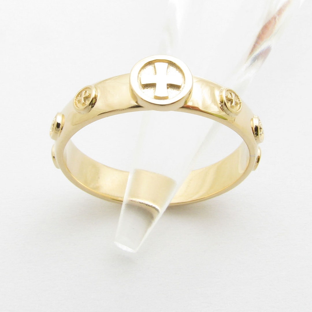 RR2037-S Sterling Silver 925 Solid Rosary Ring Cross - Etsy