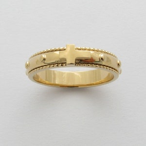 RR2023-S  Sterling Silver 925 Solid  Rosary Ring  Spinning Cross