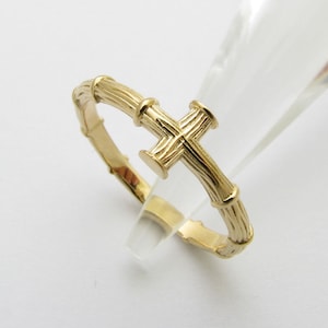 RR2068 Rosenkranz Ring 14K 18K Gold Kreuz