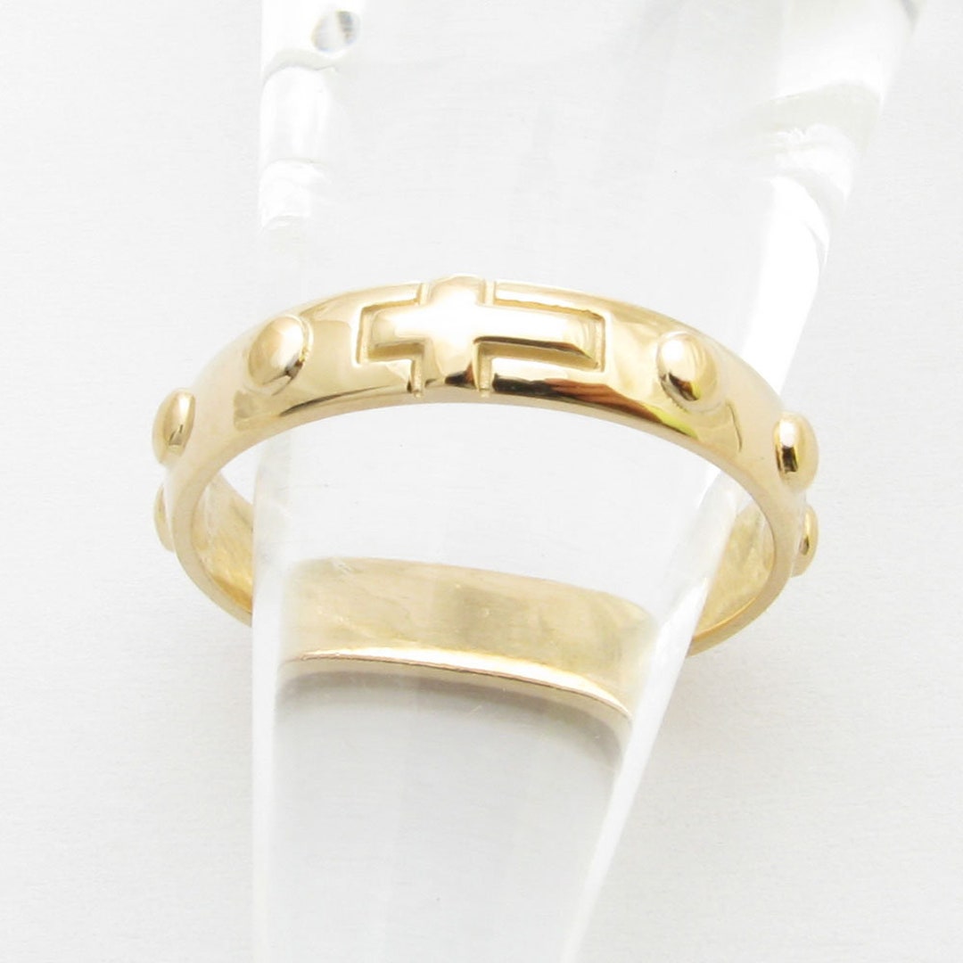 RR2041-S 小 Sterling Silver 925 Solid Rosary Ring Cross - Etsy