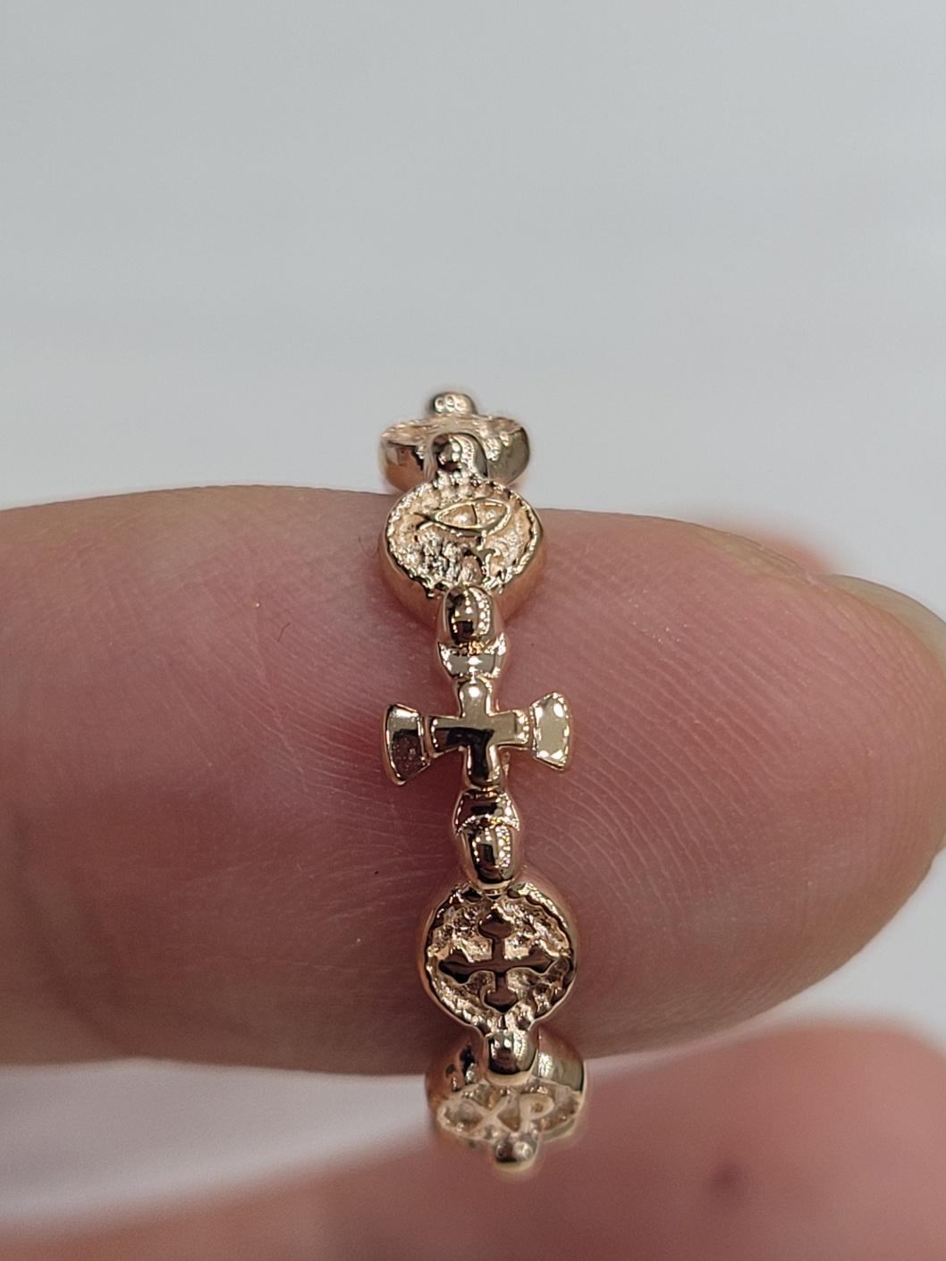 RR2026-SS Sterling Silver 925 Solid Rosary Ring Cross - Etsy