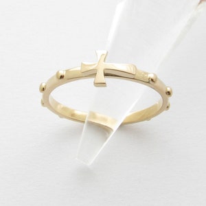 RR2029-S  Sterling Silver 925 Solid  Rosary Ring  Cross