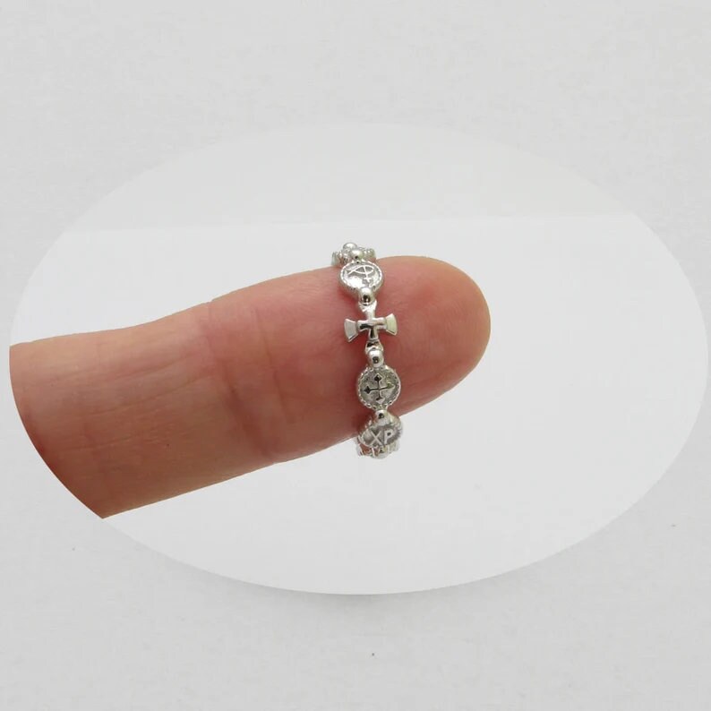 RR2026-SS Sterling Silver 925 Solid Rosary Ring Cross - Etsy