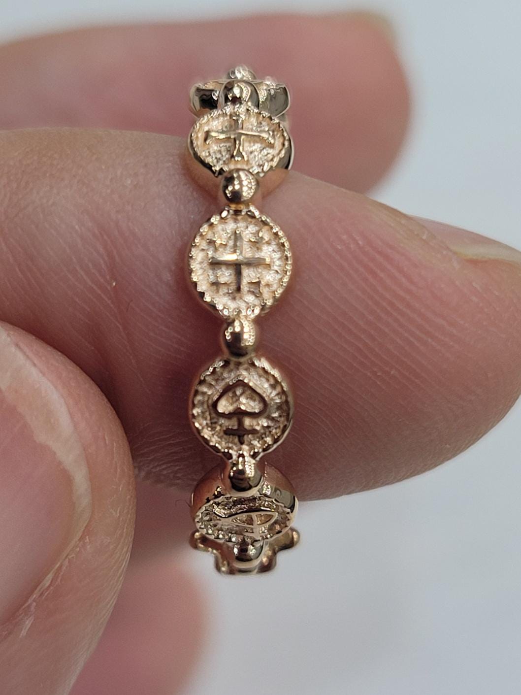 RR2026-SS Sterling Silver 925 Solid Rosary Ring Cross - Etsy