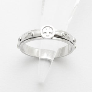 RR2054-S  Sterling Silver 925 Solid  Rosary Ring  Spinning Cross