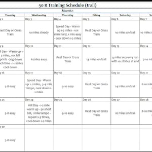 FREE 50K (31.1 mile) Ultra Marathon Training Schedule, Trail Race Training Schedule