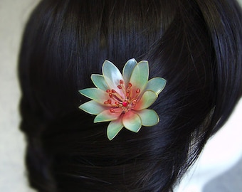 Blue water lily hair stick ，Lotus hair stick， Hanfu Hair Stick，Retro Hair Clips，Glazed Flower Hairpin，Hair Accessories,  Gifts