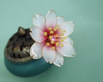 Horquilla de flores de cerezo transparente, horquilla Hanfu, pinzas retro, horquilla de flores, horquilla de sakura, accesorios para el cabello, regalo de primavera.