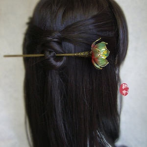 Blue water lily hair stick， lotus Hairpin，Hanfu Hair Pin，Retro Hair Clips，Glazed Flower Hairpin，Chinese Hair Stick ，Hair Accessories, Gifts