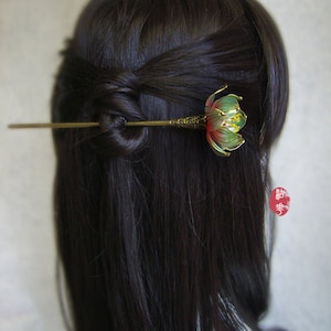 Blue water lily hair stick， lotus Hairpin，Hanfu Hair Pin，Retro Hair Clips，Glazed Flower Hairpin，Chinese Hair Stick ，Hair Accessories,  Gifts