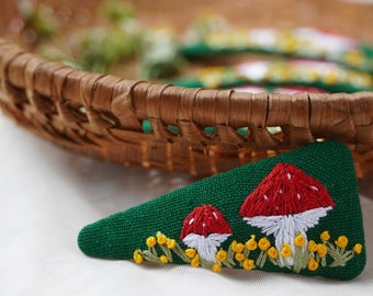 Hand embroidered hair clips