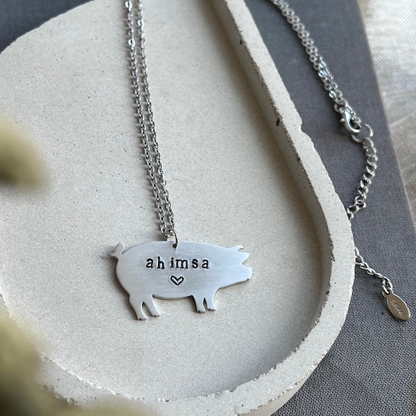 Ahimsa //Pig // Vegan necklace