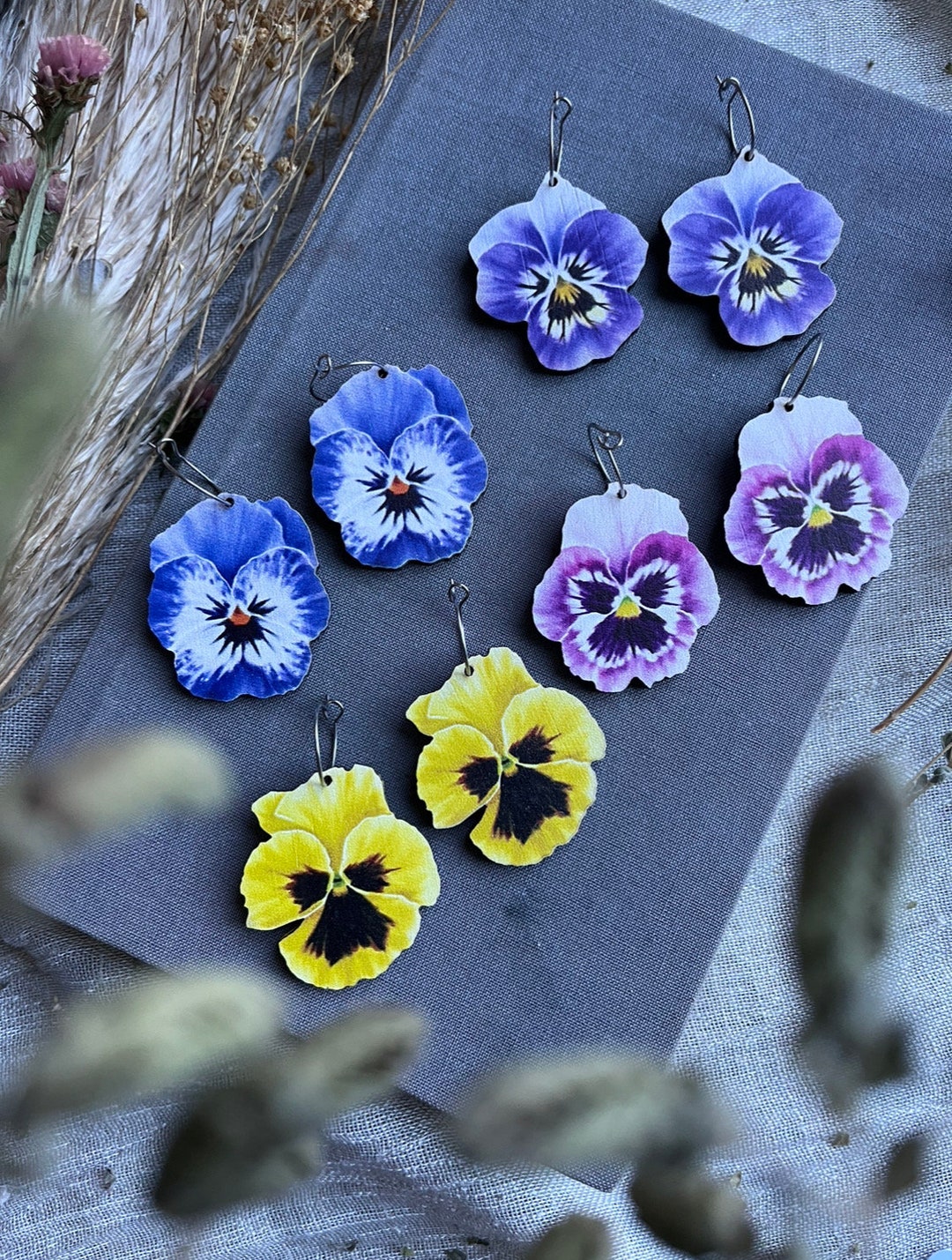 Pansy Earrings Etsy