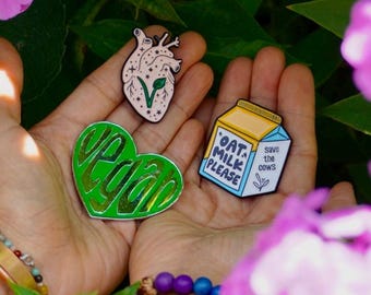 Vegan enamel pins