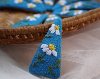 Hand embroidered hair clips