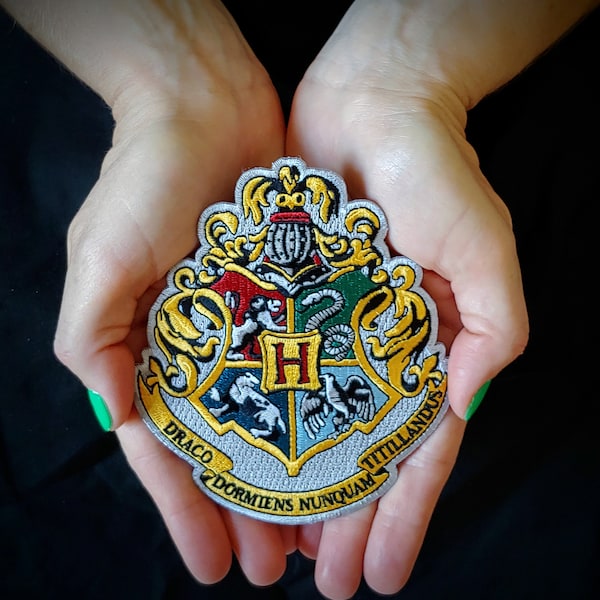 Large PATCH Magic house crest. Ravenclaw Harry Potter inspired. Hufflepuff Slytherin Gryffindor Costume Cosplay Hogwarts Iron or sew 4" x 3"