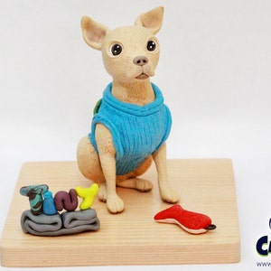 Custom Chihuahua Sculpture • Personalized Small Dog Figurine from Photos • Handmade Clay Keepsake for Chihuahua Lovers